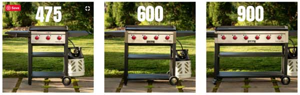 Flat Top Grill Sizes: 475, 600 and 900 square inches