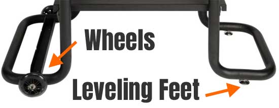 Portable Griddle Wheels and Leveling Feet
